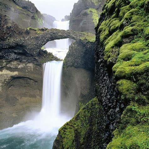 Scenic Waterfall Iceland Ijsland Reizen Natuurfotos