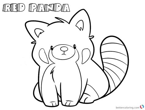 Red Panda Coloring Pages Cartoon Line Art Drawing Free Printable