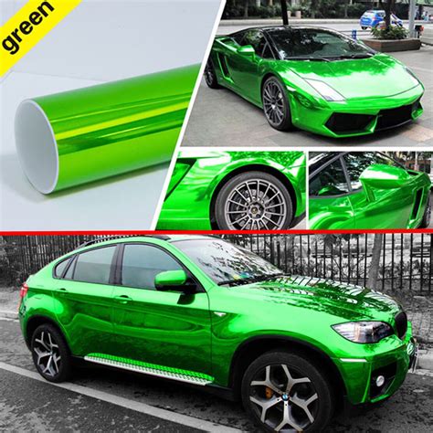 152cmx30cm Green Car Glossy Chrome Mirror Vinyl Wrap Film Roll Sheet