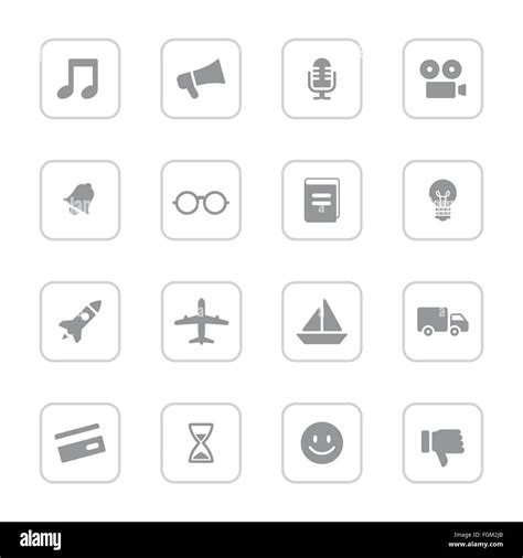 Eps10 Gray Web Icon Set 5 With Rounded Rectangle Frame For Web Design