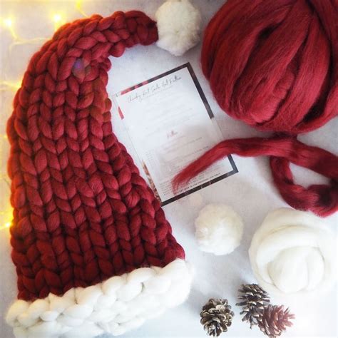 Knitting Kit Adult Jumbo Santa Hat Lauren Aston Designs Knitting Kits Diy Santa Hat