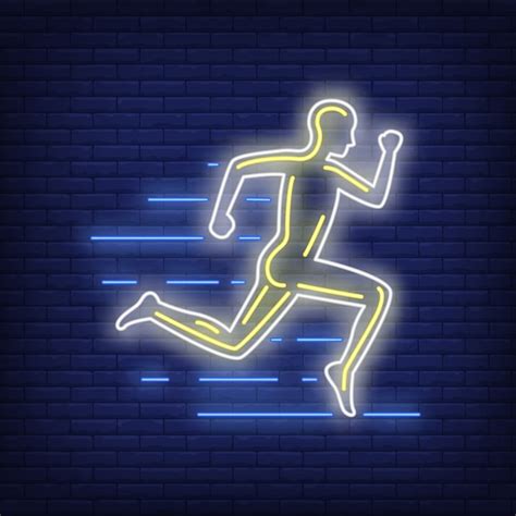 Running Man Neon Sign Vector Free Download
