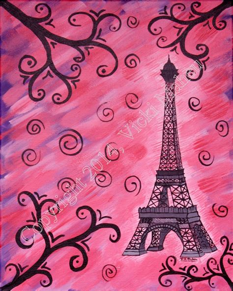 Wall Art Eiffel Tower Giclee Print Pink Art Eiffel Tower