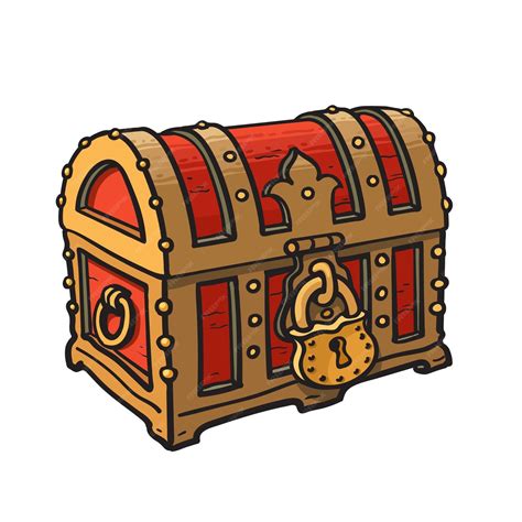 Premium Vector Cartoon Hand Drawn Locked Pirate Treasure Chests With