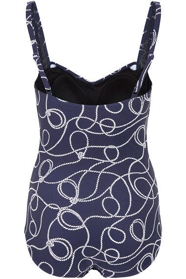 Nautical Print Ruched Front Swimsuit