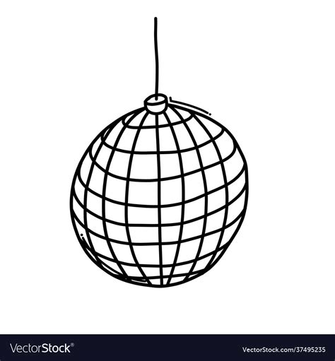 Disco Ball Doodle Icon Drawing Sketch Hand Drawn Vector Image