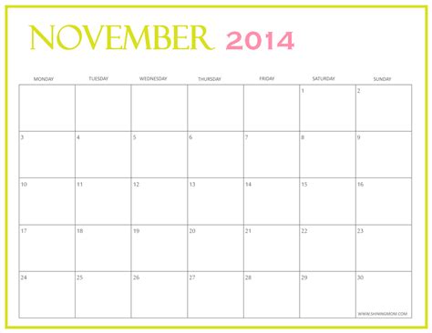 Printable November 2014 Calendar Free Printable Calendar Templates