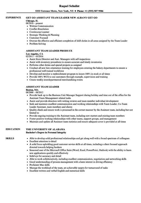 This team leader cv template is the copyright of dayjob ltd august 2010. Assistant Team Leader Resume Samples | Velvet Jobs