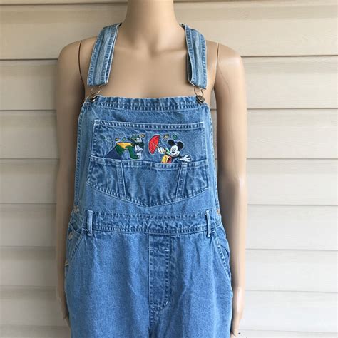 90s Mickey Mouse Disney Ladies Blue Jean Overalls Size Medium Free