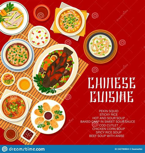Chinese Food Asian Cuisine Restaurant Menu Cover Stock Vector