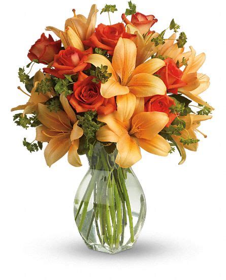 Fiery Lily And Rose Flowers Fiery Lily And Rose Flower Bouquet