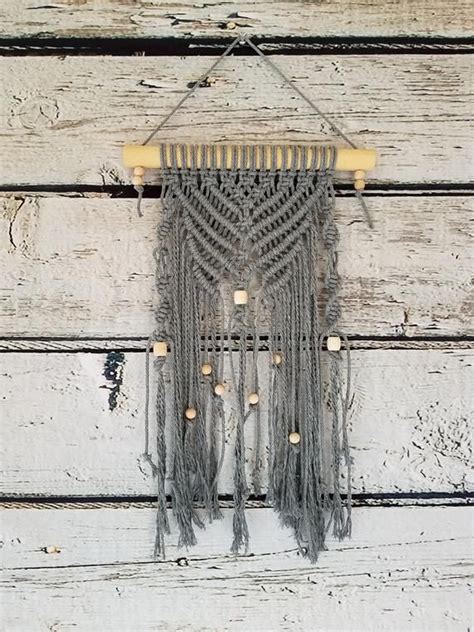 Gray Boho Chic Macrame Decor Bohemian Macrame Wall Hanging Etsy