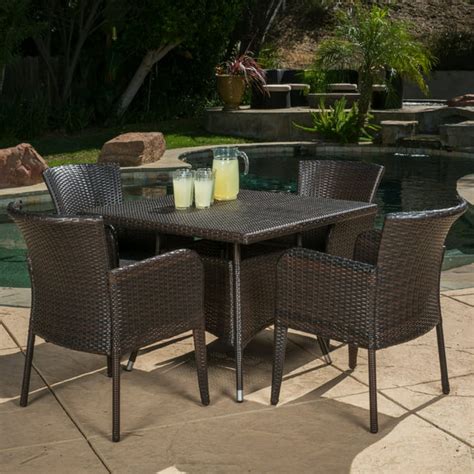 Ramsey 5 Piece Outdoor Square Wicker Dining Set Multibrown