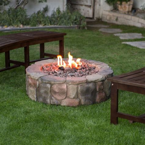 Outdoor Propane Fire Pit Backyard Patio Deck Stone