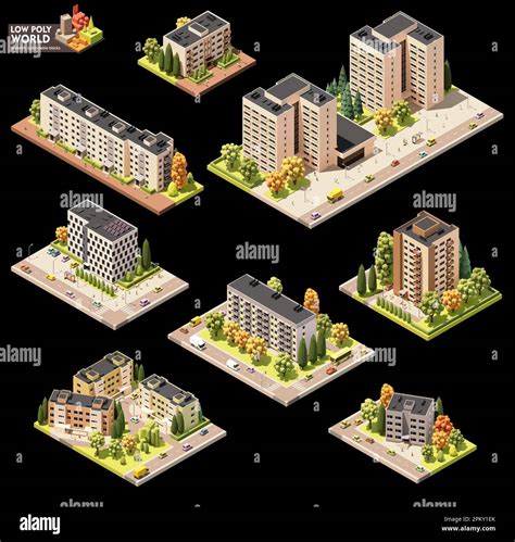Vector Isometric World Map Creation Set Combinable Map Elements Town