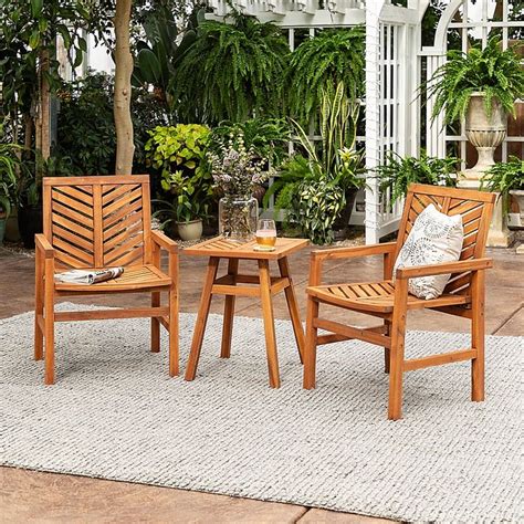 Forest Gate Olive 3 Piece Acacia Outdoor Chat Set In Dark Brown Bed