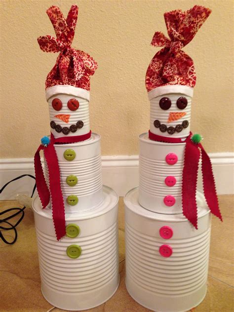 Tin Can Snowmen Muneco De Nieve Nieve