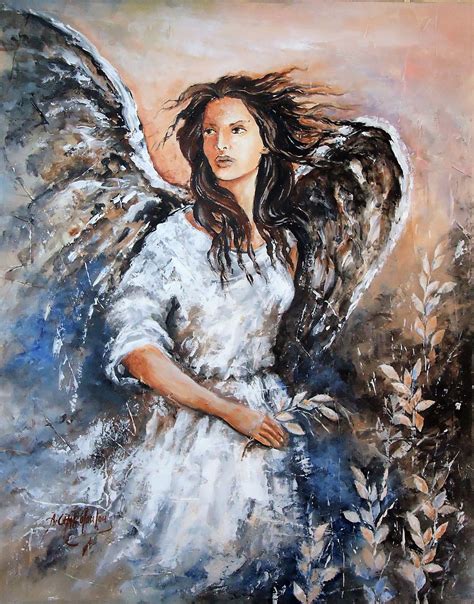 Angel Painting 16 X20 Acrylic Painting On Canvas Original Modern Art Protector Guardian Angel