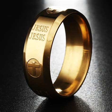 Delicate Jesus Gold Silver Tone Stainless Steel Ring For Men Women