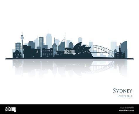 Sydney Blue Skyline Silhouette With Reflection Vector Illustration