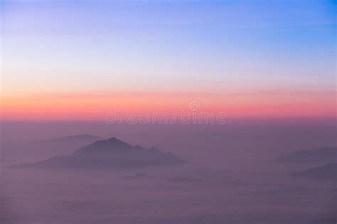 Sunrise Scene With Misty Mountain Stock Photo Image Of Environment