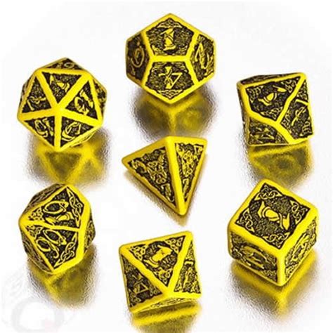Yellow Opaque Dice With Black Celltic 3d Markings Approximately 16mm 5