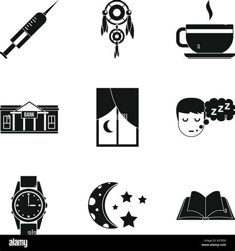 Night Icons Set Simple Style Stock Vector Image And Art Alamy