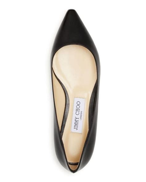 Lyst Jimmy Choo Womens Romy Leather Pointed Toe Ballet Flats In Black