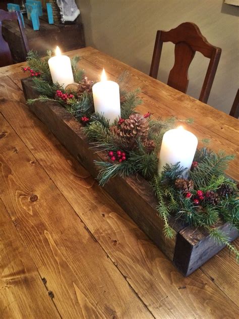 Rustic Christmas Wooden Box Centerpiece Hacer Adornos De Navidad