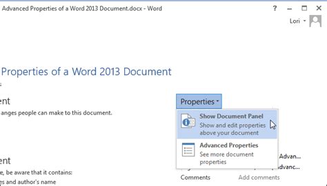 How To Set The Advanced Properties Of A Word Document