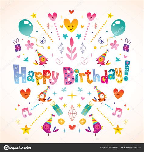 Happy Birthday Greeting Card Stock Vector Image By ©aliasching 183596686
