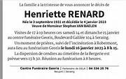 Henriette RENARD 04/01/2023 | In gedachten