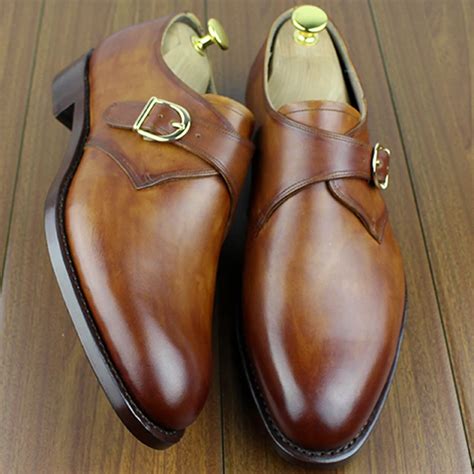 Luxury Italian Hand Painted Mens Monk Shoes Superb Mens Single Strap