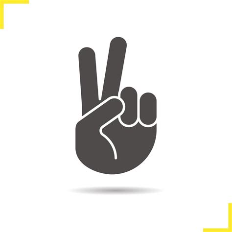 Peace Hand Gesture Icon Drop Shadow Victory Silhouette Symbol Two