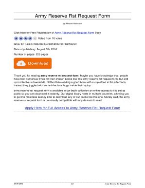 Fillable Online Vendicalapace Army Reserve Rst Request Form Army Reserve Rst Request Form