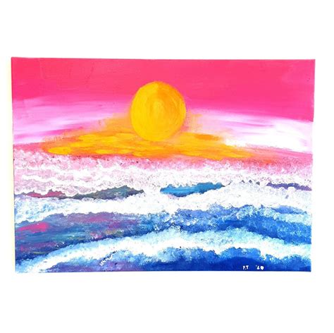 Sunset Painting Sunset Beach Abstract Beach Pink Sunset Etsy Sunset