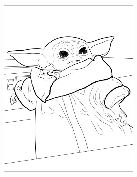 Baby Yoda Printable Coloring Page