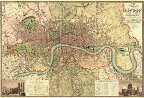 Vintage Map Of London 1830