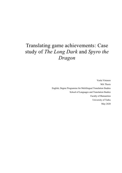 Translating Game Achievements Case Study Of The Long Dark And Spyro