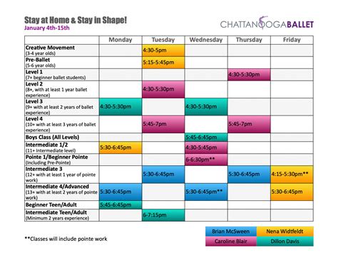 Free Online Class Schedule Here Chattanooga Ballet