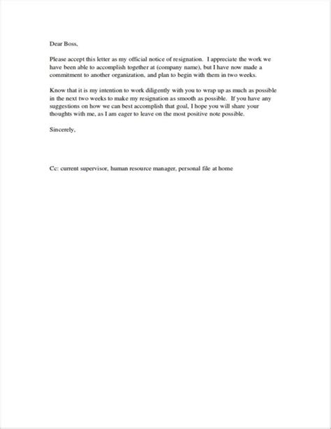 Chef Resignation Letter Template