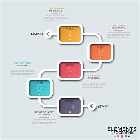 Premium Vector Flowchart Five Colorful Rectangular Elements With
