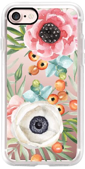 Casetify Iphone 7 Classic Grip Case Watercolor Flowers And Berries By