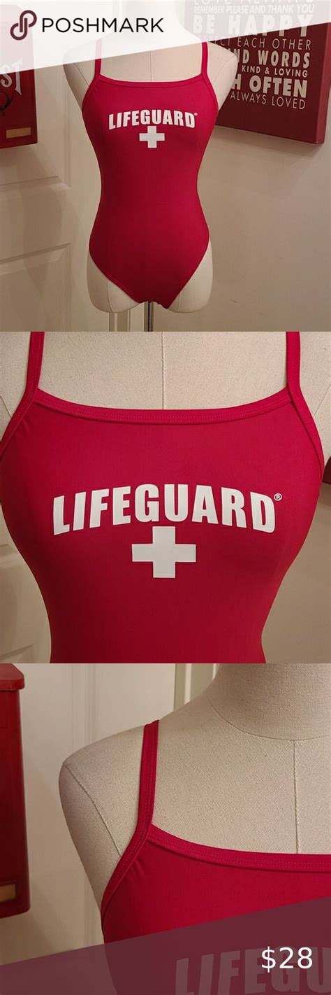 One Piece Red And White Official Lifeguard Bathing In 2022 One Piece