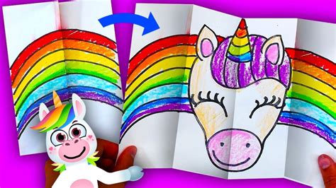 New Unicorn Folding Surprise Drawing And Craft Youtube