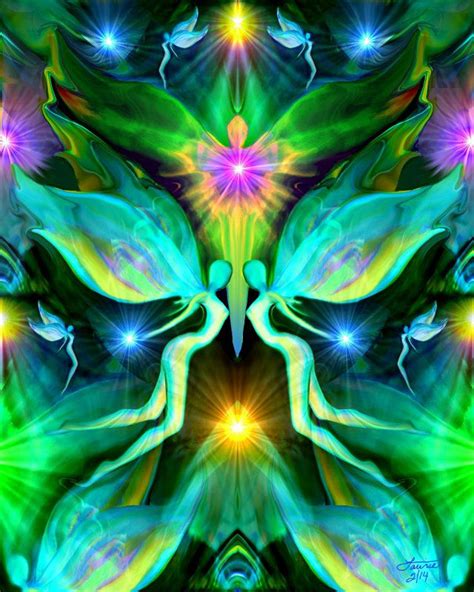 Reiki Energy Art Green Heart Chakra Healing Angel Print Duality