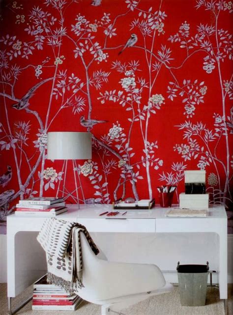 De Gournay In The Home Office Love De Gournay Wallpaper Red