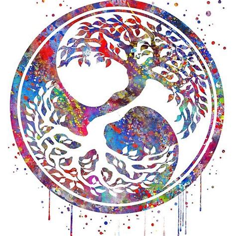 Tree Of Life Watercolor Yin And Yang Symbol Tree Of Life Tree Art