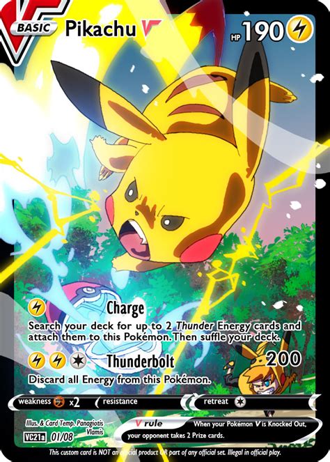 New Custom Pokemon Card Pikachu V Art And Card Template Made Entirely