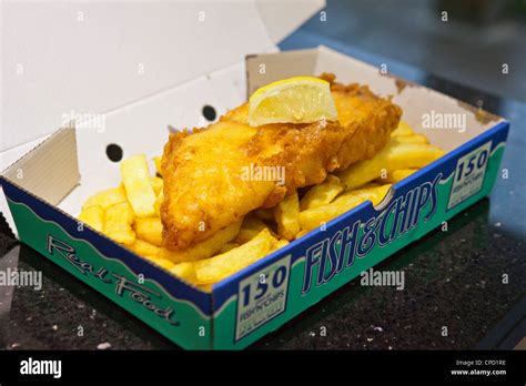 Traditional British Fish And Chips With Slice Of Lemon Gloucestershire
